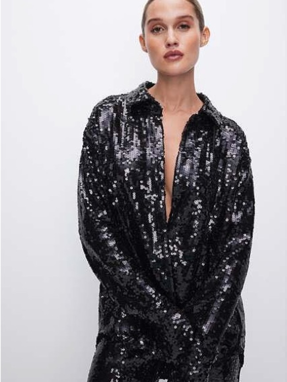 NWT Good American Black Sequin Party Shirt & Pants